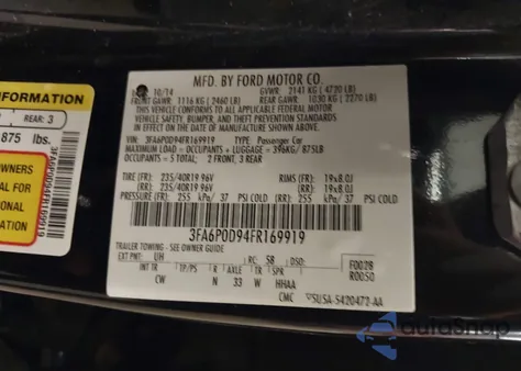 2015 Ford Fusion Titanium из США, поврежденный, VIN 3FA6P0D94FR169919